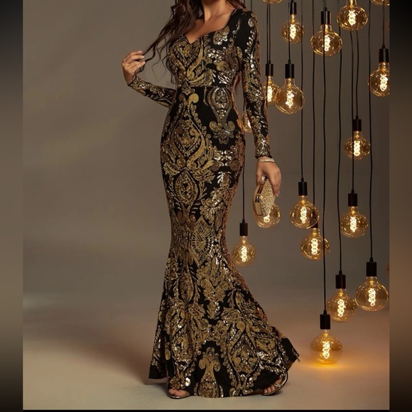 Luxe long sleeve party sequins dress - Picture 7 of 12